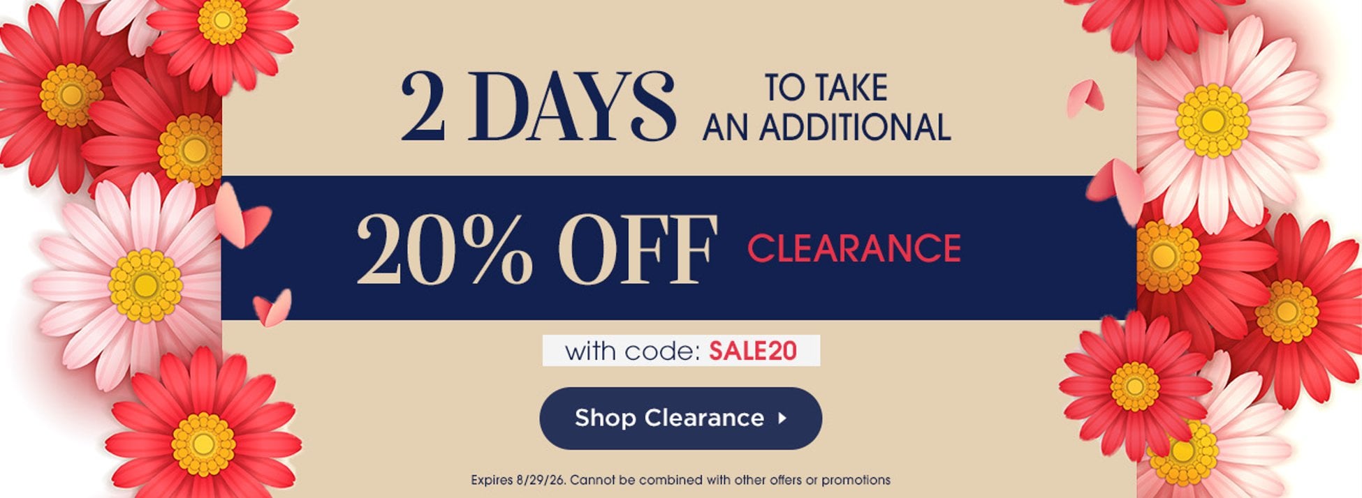 Take an Extra 20% Off Clearance - 2 Days Only
