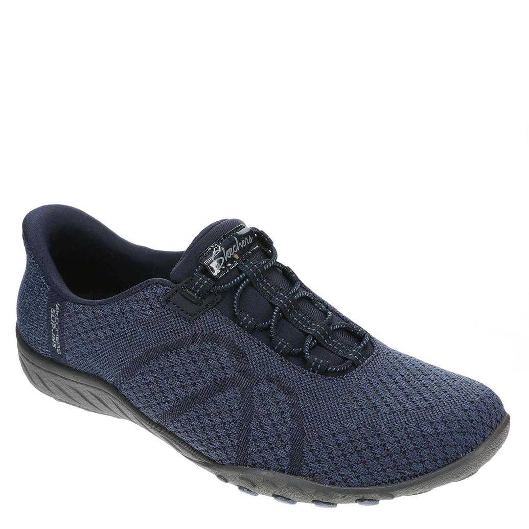 skechers dress knit relaxed fit air cooled memory foam Women's Slip-Ins Breathe Easy Knitty Waves Navy / M / 6 Slacks